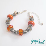 Bracciale Snake con rondelle in ceramica, Orange