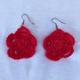 Orecchini fiore rosso crochet