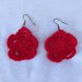 Orecchini fiore rosso crochet