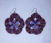 orecchini fiore viola crochet