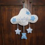 Fiocco nascita azzurro nuvola e stelline con orsetto e nome personalizzato