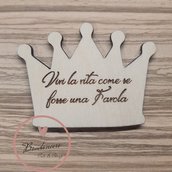 Bomboniera segnaposto corona tema favola principessa e principe con frase personalizzabile
