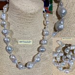 Set Collana E Orecchini Con Perle Shell Viola – 8mm, 18 Pollici, Placcato Argento
