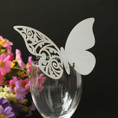Farfalle segnaposto per bicchiere perlate rosa - n. 10 pz