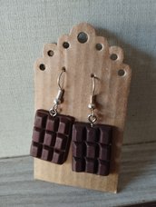 Orecchini fimo stecche di cioccolato 