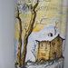 Vaso portafiori in ceramica di Castelli dipinta a mano Paesaggio invernale cm 22x11