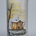 Vaso portafiori in ceramica di Castelli dipinta a mano Paesaggio invernale cm 22x11