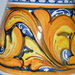 Vaso portafiori in ceramica di Castelli fioraccio giallo e blu dipinto a mano cm 30x13