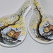 Poggia mestolo in ceramica bocciardata di castelli panorama invernale cm 29x12