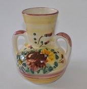 Brocca due manici in ceramica di Castelli dipinta a mano cm 12x6