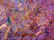 astratto violaceo dipinto a mano su seta 70x49 cm