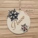 Pallina di Natale addobbo decorazione albero in legno con fiocco neve in plex personalizzabile