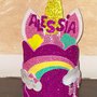 Portapenne bimbi idea regalo arcobaleno e unicorno personalizzabile gomma crepla glitter