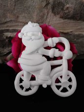 Babbo Natale su bici  in gesso ceramico profumato 