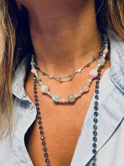 Ciondolo in quarzo rosa, collana in argento sterling 925, ciondolo ovale, ciondolo fatto a mano, ciondolo boho, collana di cristallo, gioielli vistosi - Italia