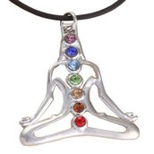 Collana unisex uomo donna con ciondolo pendente yoga con cristalli dai colori dei 7 chakra 