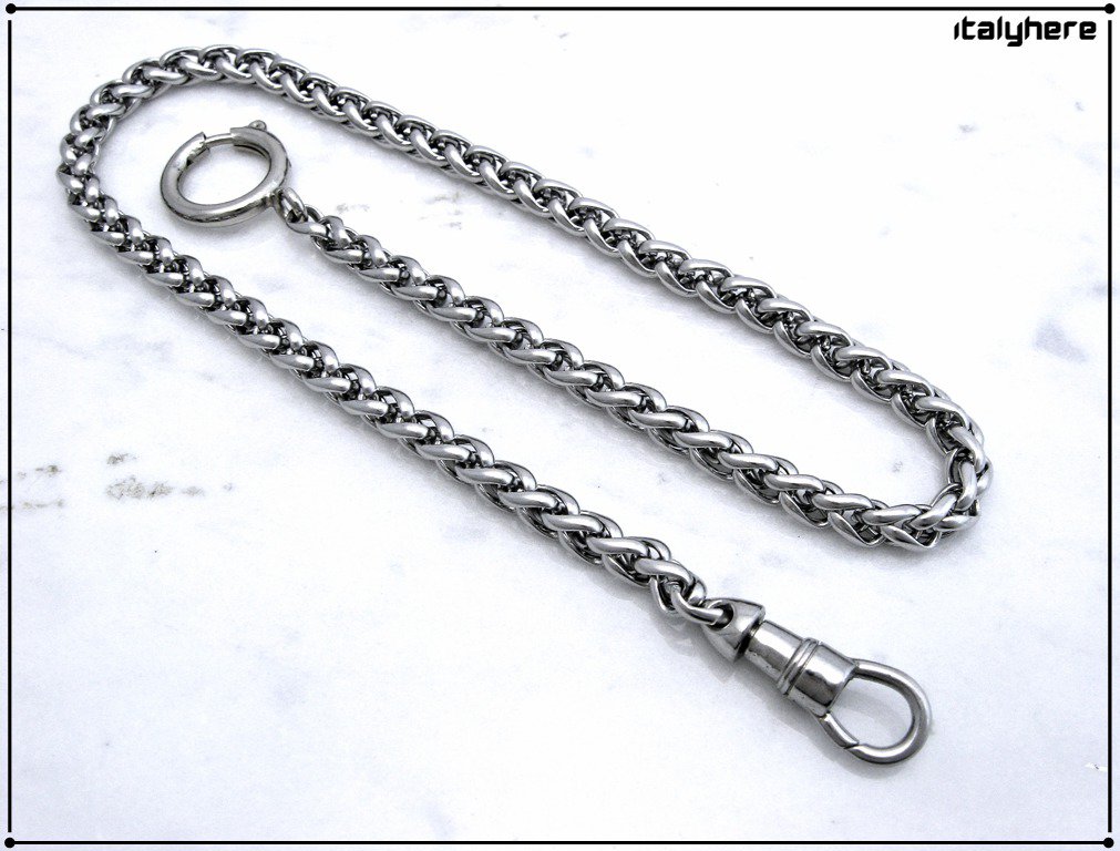 Catena Per Orologio Da Taschino - 37.5 Cm In Lega Metallica | Argento E Oro, Con Moschettone - Foto 10