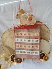 Calendario dell'Avvento con slitta in legno e pannolenci