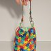 Piccola borsa/sacchetta con coulisse e moschettone in stoffa fantasia "puzzle"