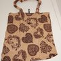 shopper/borsa arrotolabile con chiusura con bottone stoffa marrone 