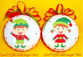 Palline di Natale ELFO personalizzate con nome -punto croce- Confezione regalo in OMAGGIO! ELFI