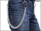 Catena per pantaloni e jeans in maglia gourmette spessa, colore argento, lunga cm.55 - Idea regalo - Italyhere
