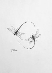 disegno libellule tecnica puntinato pennino china