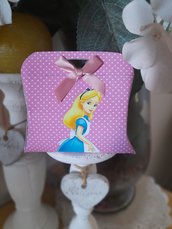 Scatolina confetti personalizzata borsetta Alice nel paese delle meraviglie Rosà pois