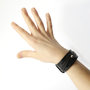 bracciale artigianale in pelle, bracciale in pelle nera,