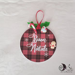 addobbo pallina tartan buon natale o nome personalizzato albero di natale 