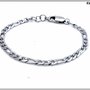 Bracciale unisex, catena in acciaio inox, modello figaro piatta, larga mm.4,5, fantastica idea regalo