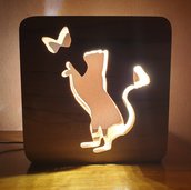 LightBox "Gatto" - Lampada led in legno