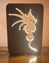 LightBox "Drago" - Lampada led in legno