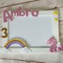 Cornice unicorno glitter compleanno bimba arcobaleno 