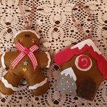 Coppia decorazioni per albero Natale, ginger di pannolenci