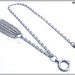 Catena per orologio da tasca, modello forzatina zigrinata, doppia catena con nappa di catene, cm. 35 - attacco con moschettone