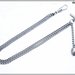 Catena per orologio da tasca, modello gourmette diamantata, acciaio inossidabile, doppia catena con ciondolo, attacco con barra-T, cm. 35