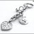 Portachiavi in catena spiga con charms e strass, colore argento 