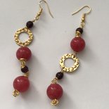 Orecchini Pendenti Con Granato Rosso & Oro 18k - Foto 3