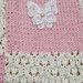 copertina di lana. rosa e panna con farfalle, neonata, carrozzina, fatta a mano