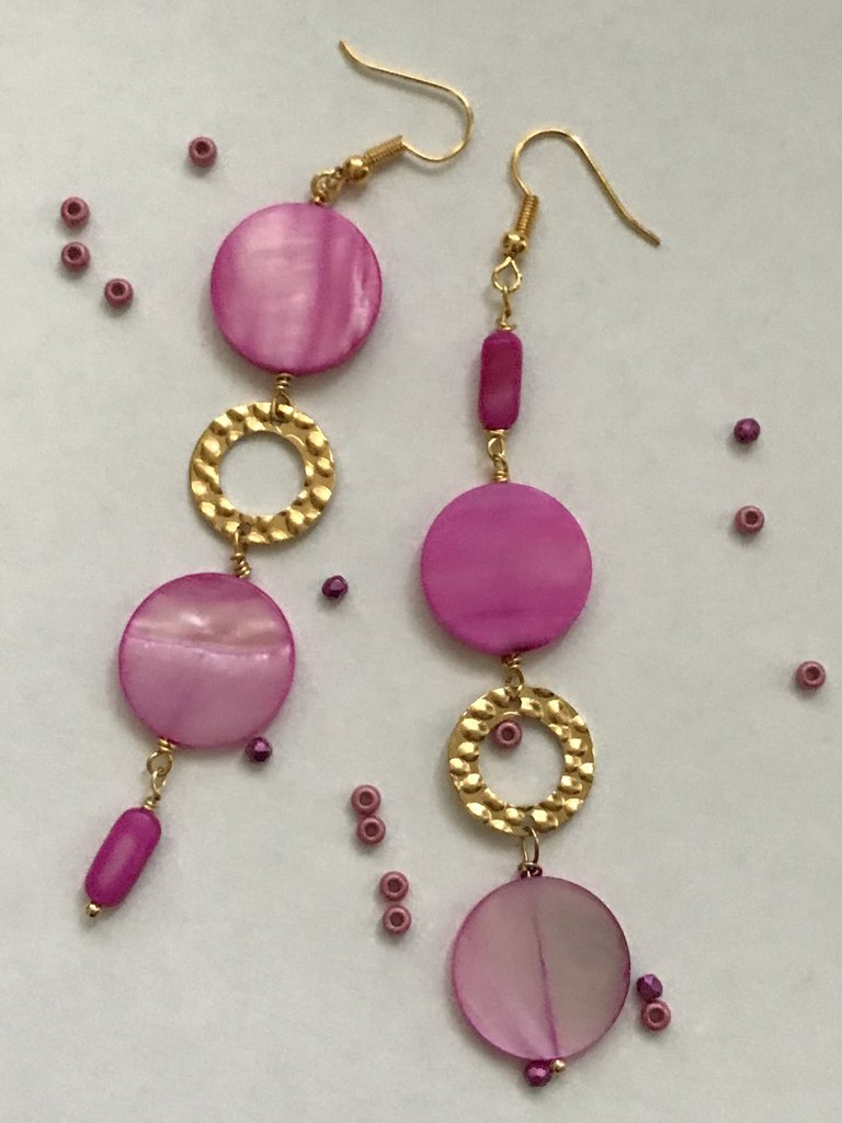 Orecchini Pendenti Cuore Oro Con Madreperla | Cerchio Cerniera In Ottone Rodiato, Gioiello Donna