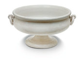 Fruttiera con manici ad anello in ceramica di Castelli bianco diam. 35 altezza 24