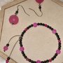 Completo Orecchini + Bracciale in Ematite e Pietre dure di Giada colore fucsia