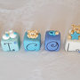 Cake topper cubi con orsetti ALATI in scala di blu6 cubi 6 lettere