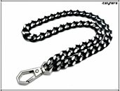 Catena da polso, 22 cm. catena nera diamantata con moschettone doppio esagono.