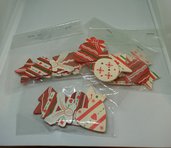 Chiudipacchi natalizi in legno - confezione da 5 pezzi assortiti