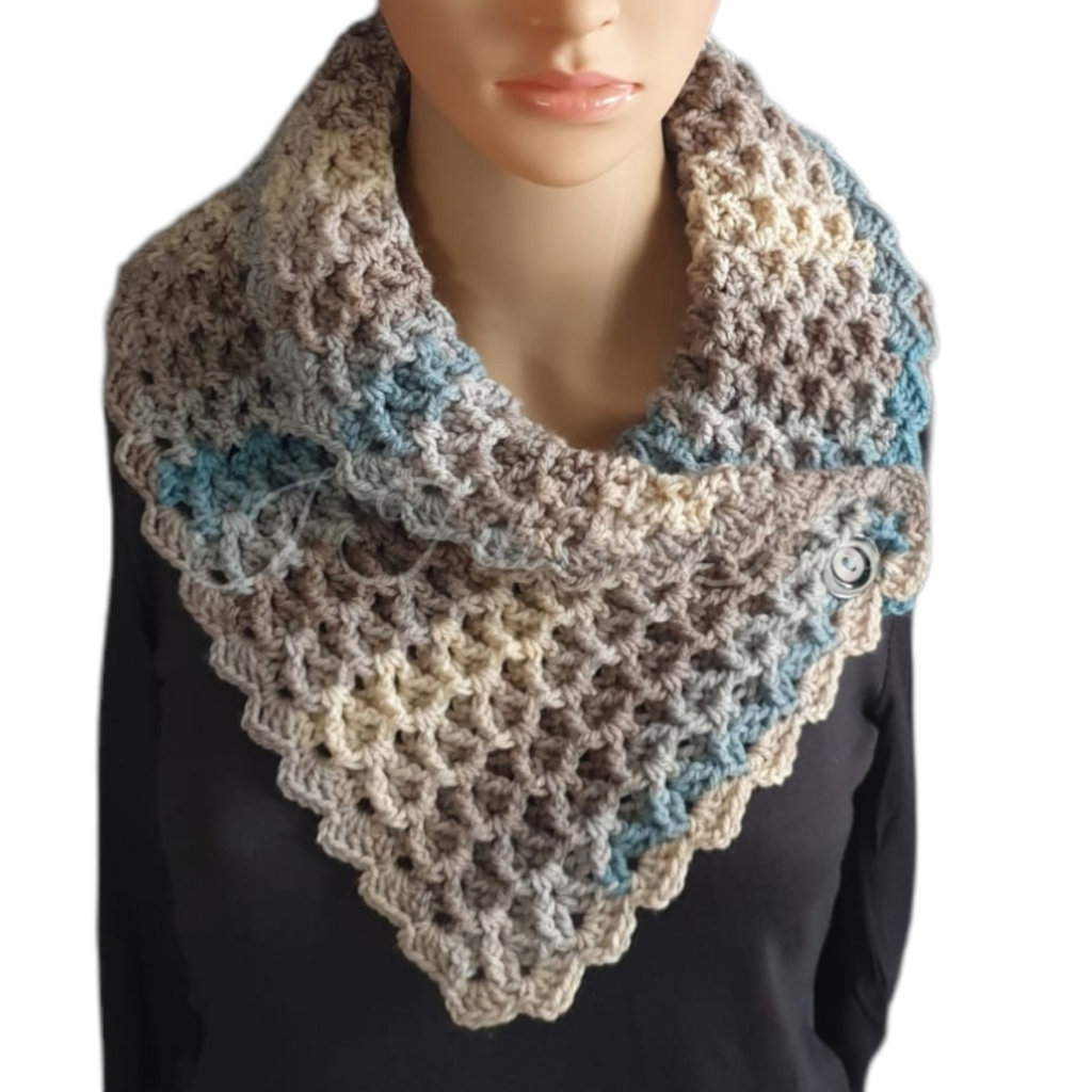 Sciarpa/scialle triangolare in maglia 100% lana per donna, avvolgente Sciarpa/scialle triangolare in maglia 100% lana per donna, avvolgente