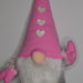 Gnomo fermaporta cappello rosa e bianco cm 45