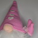 Gnomo fermaporta cappello rosa e bianco cm 45