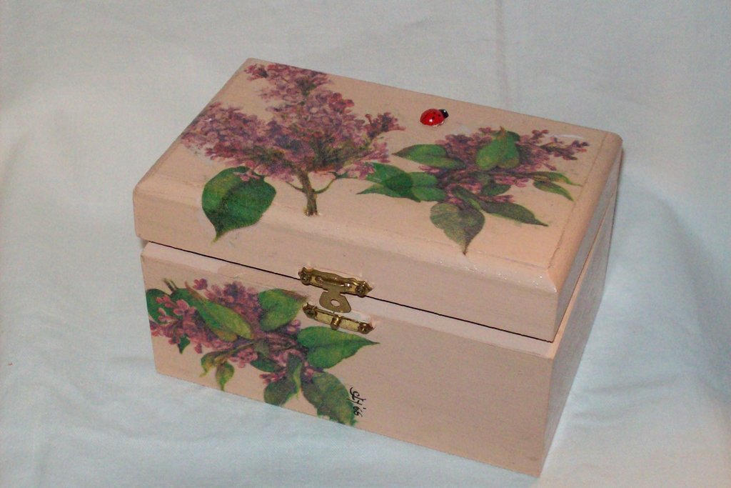 CArt-Us Scatola In Legno Naturale Con Ornamenti A Tema Fiori - 10,5x10,5 Cm, Decorazione Fai Da Te